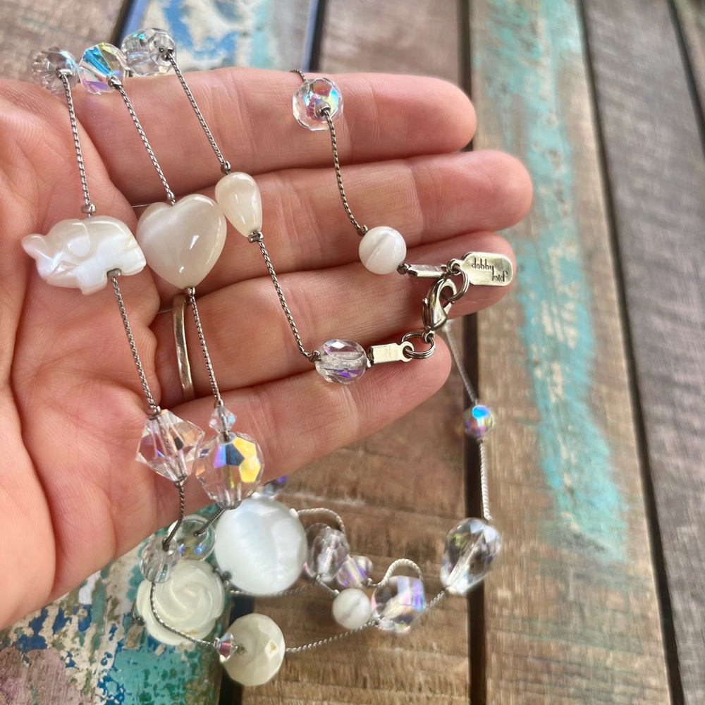 Dabby Reid Glass & Crystal White and Silver Women's Necklace